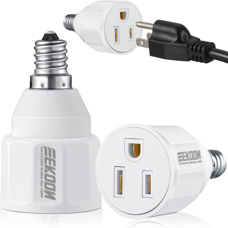 Feekoon 3 Prong Light Bulb Socket Adapter, Polarized Outlet, Light Socket to Plug Adapter Converter for Patio, Garage, Porch(2 Pieces) - Image 1